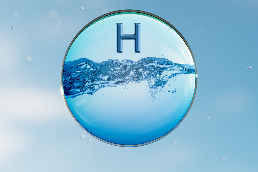 Water-filled circle labeled “H,” with a wave suspended inside against a light blue background.