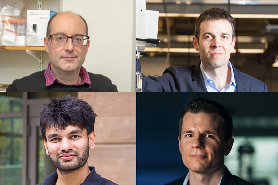 Four-panel headshot collage of MIT research team members, including faculty and students, in various lab and campus settings.